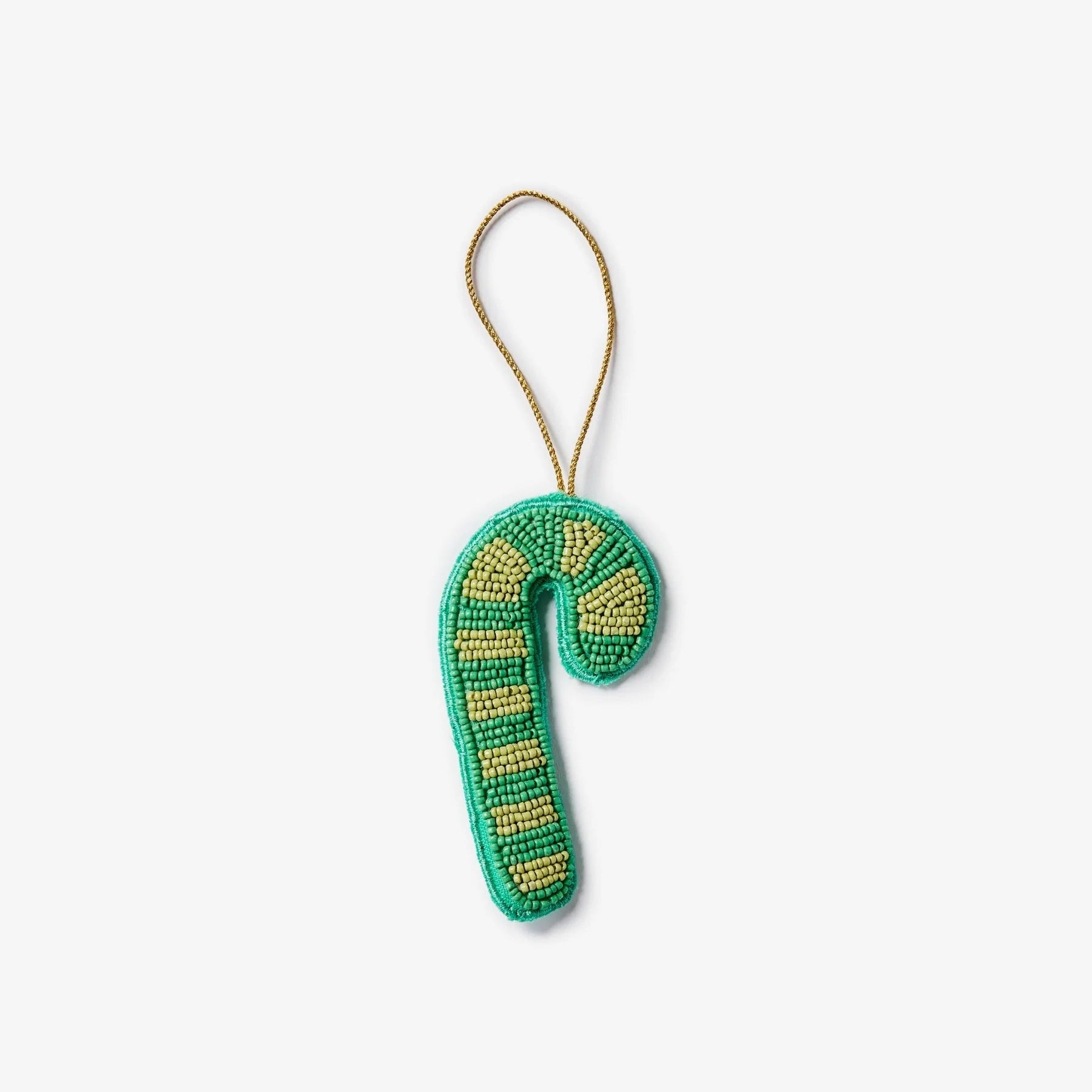 Beaded Candy Cane Christmas Decoration / Green
