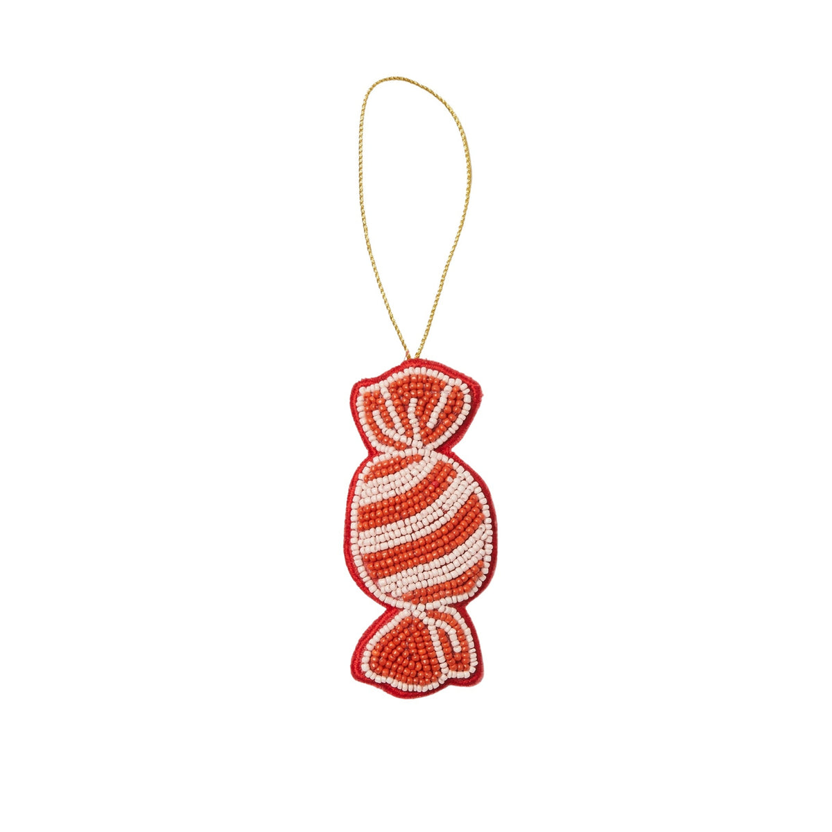 Beaded Bon Bon Christmas Decoration / Red