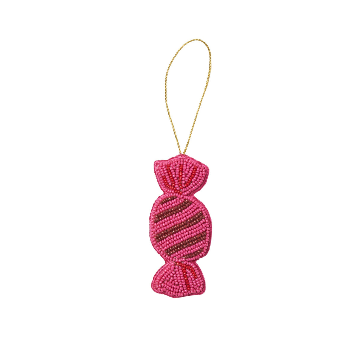 Beaded Bon Bon Christmas Decoration / Bright Pink