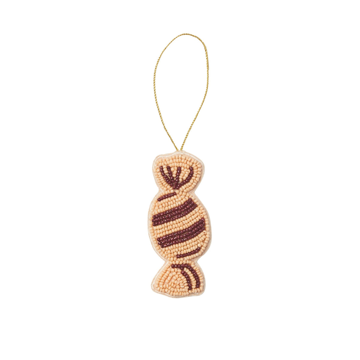 Beaded Bon Bon Christmas Decoration / Peach