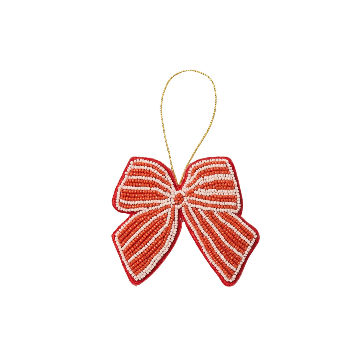 Beaded Bow Christmas Decoration / Red