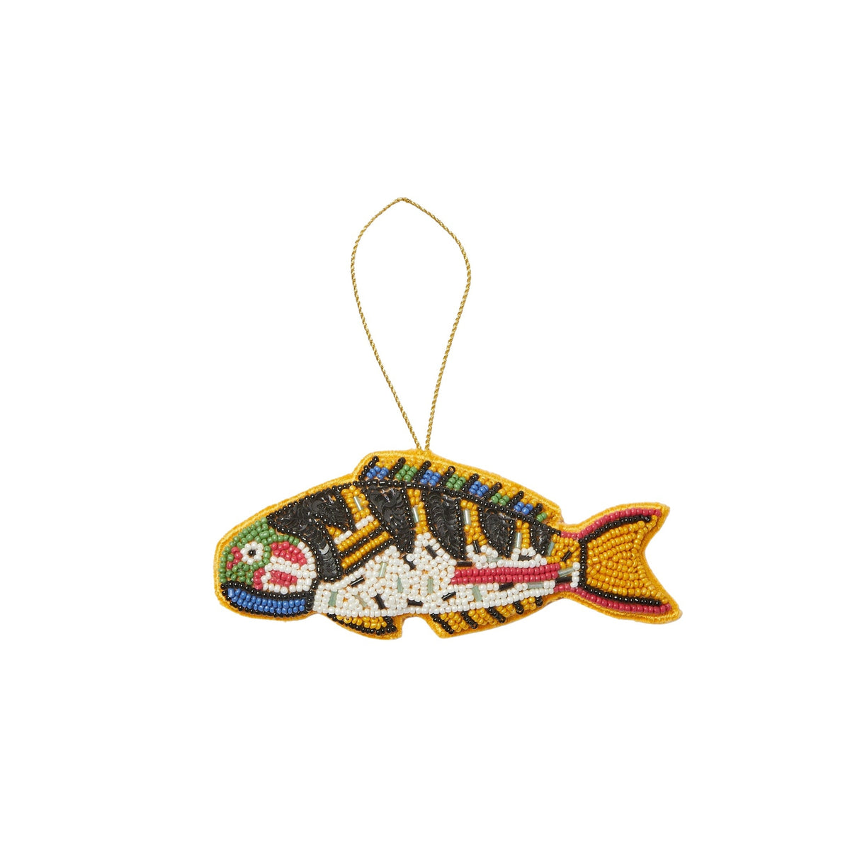 Sardine Yellow Beaded Christmas Decoration