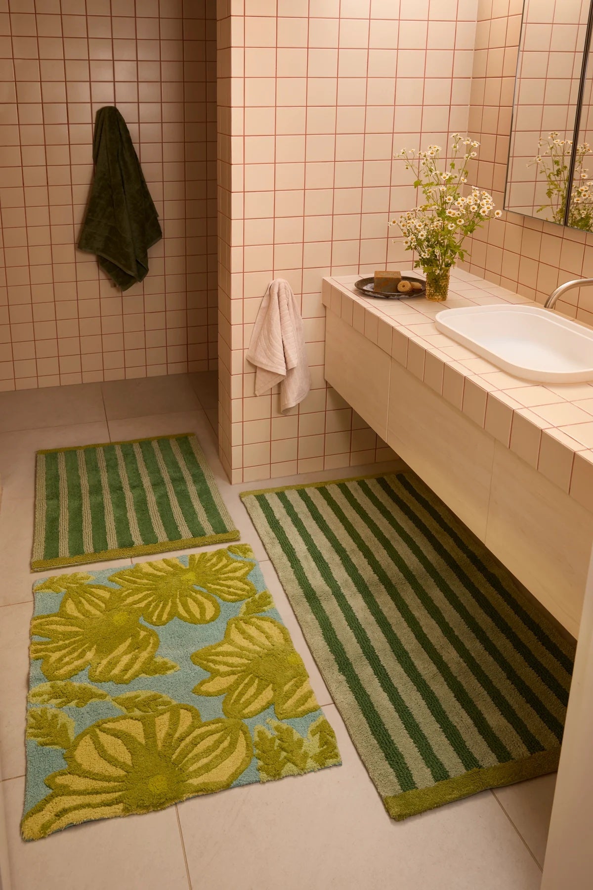 Stripe Khaki Bath Mat