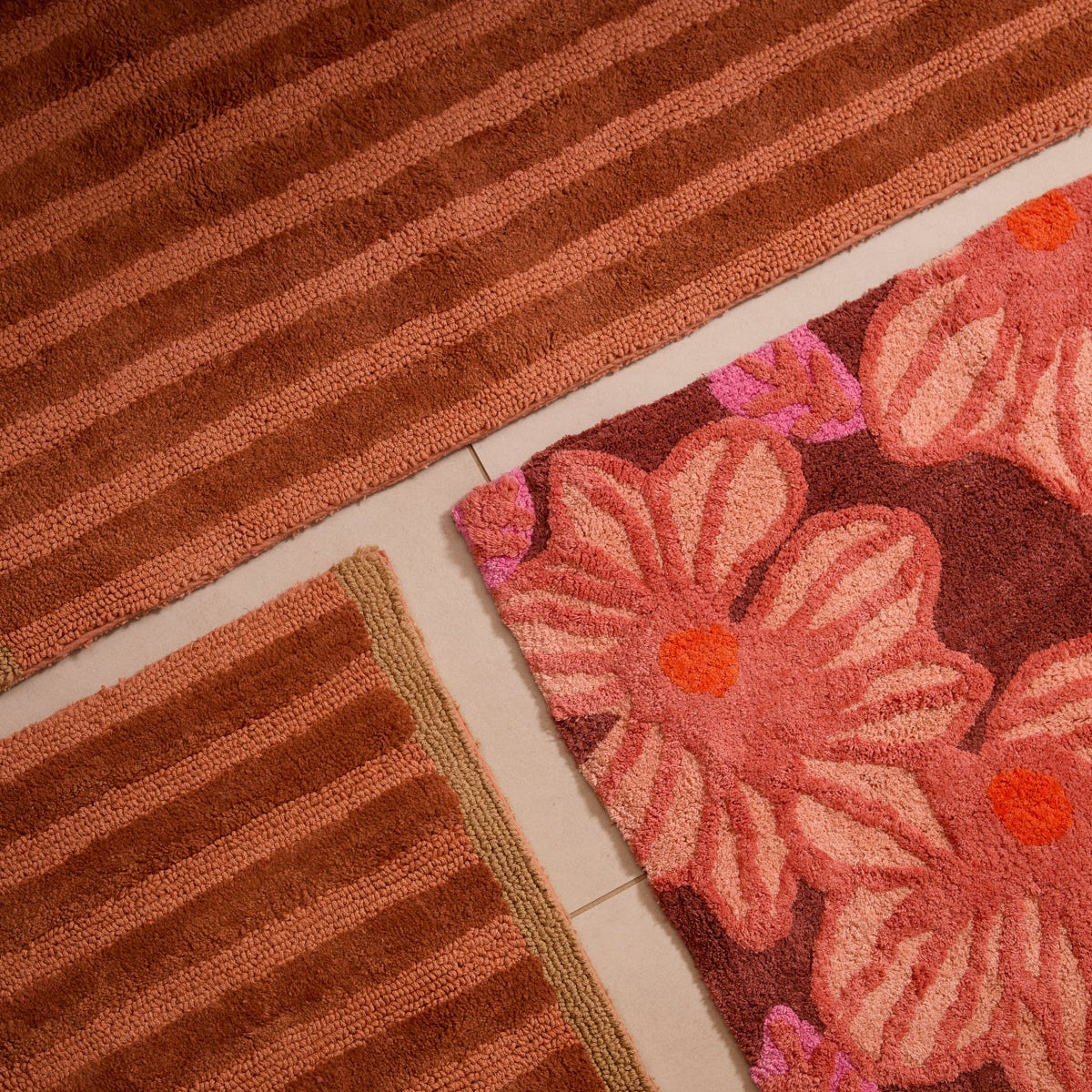 Stripe Terracotta Long Bath Mat