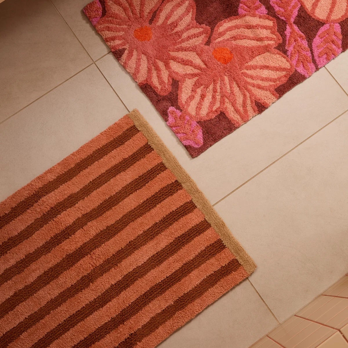 Stripe Terracotta Long Bath Mat