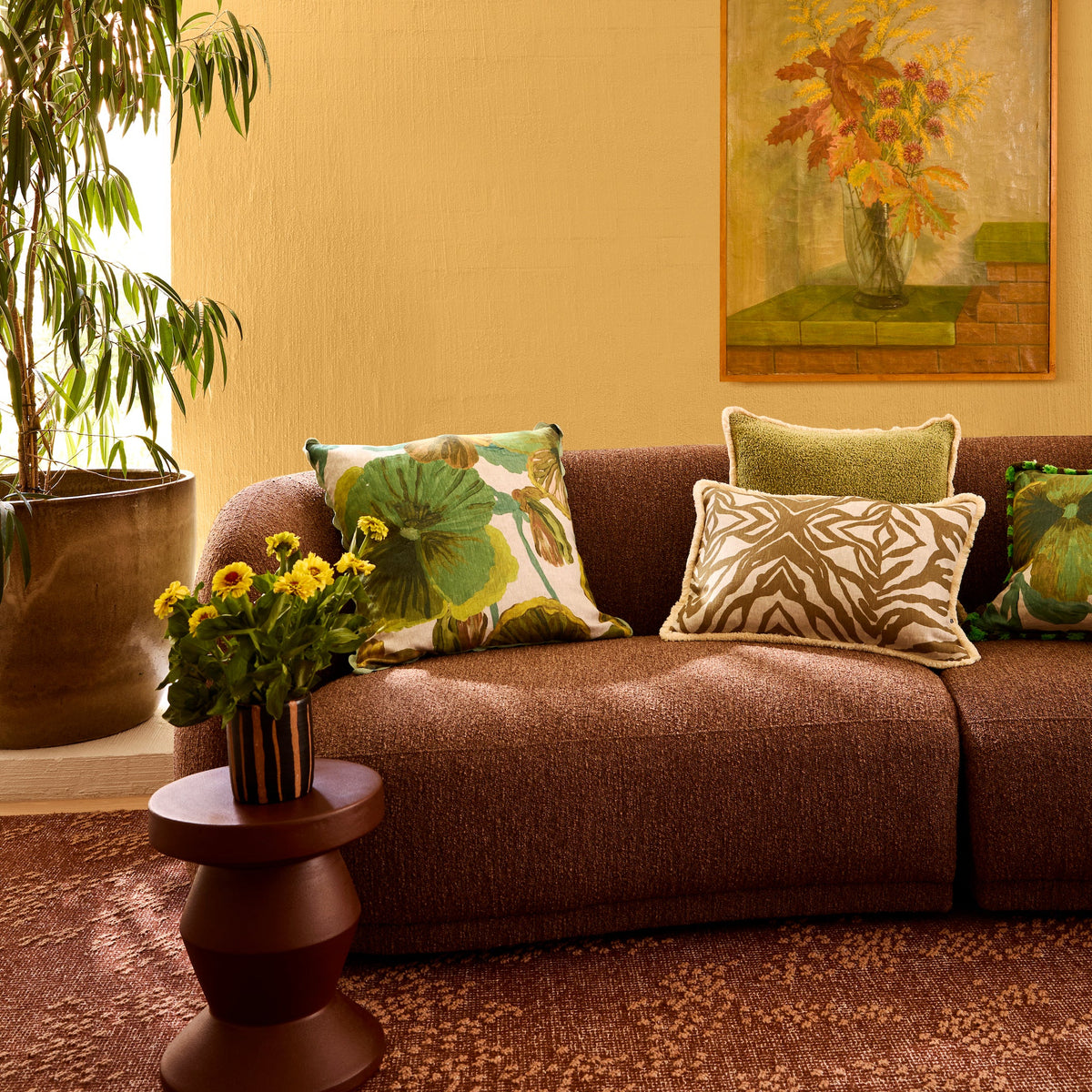 Wild Pansy Verde 60cm Cushion