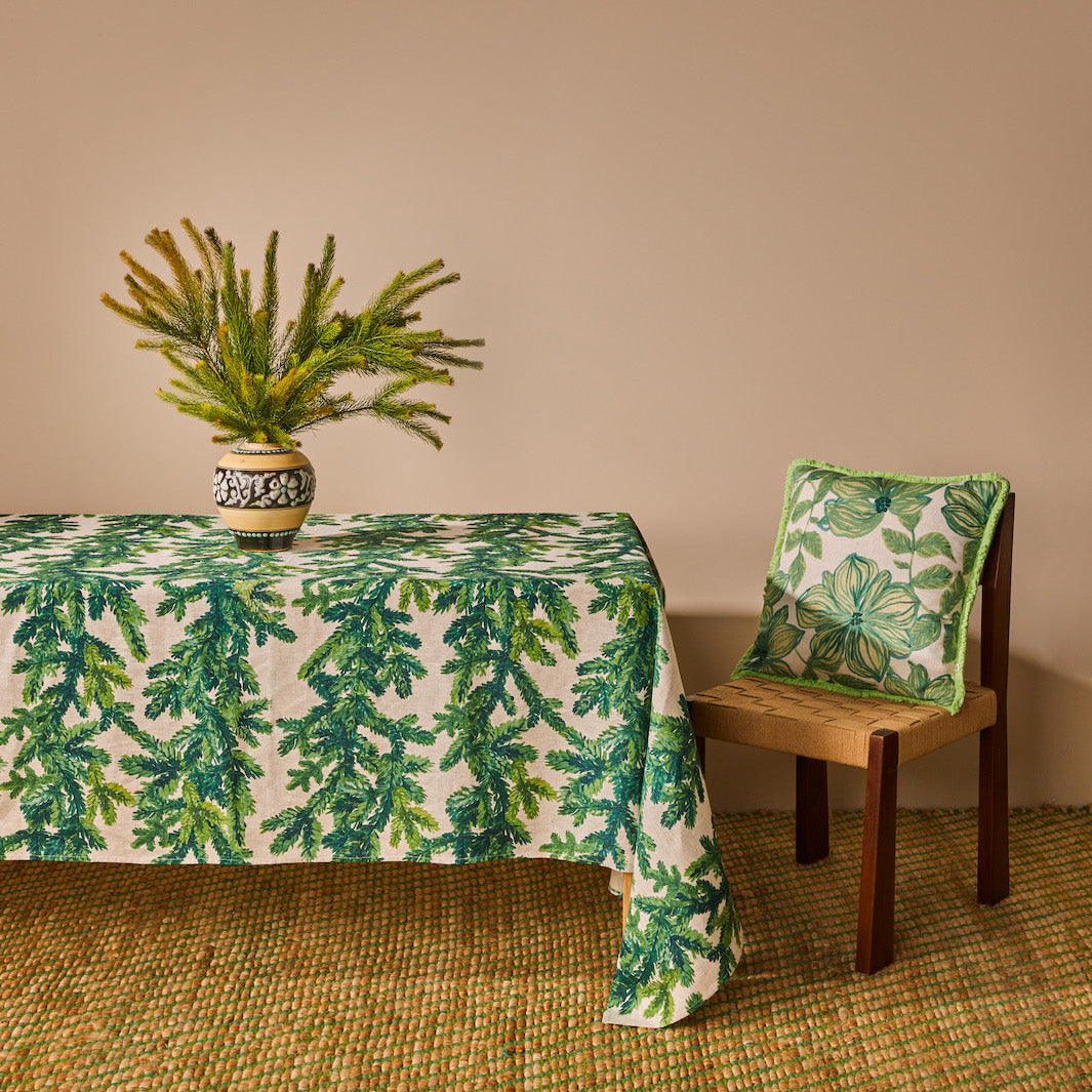 Festive Foliage Green Tablecloth