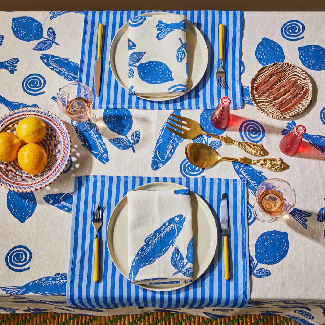 Sardines Blue Tablecloth