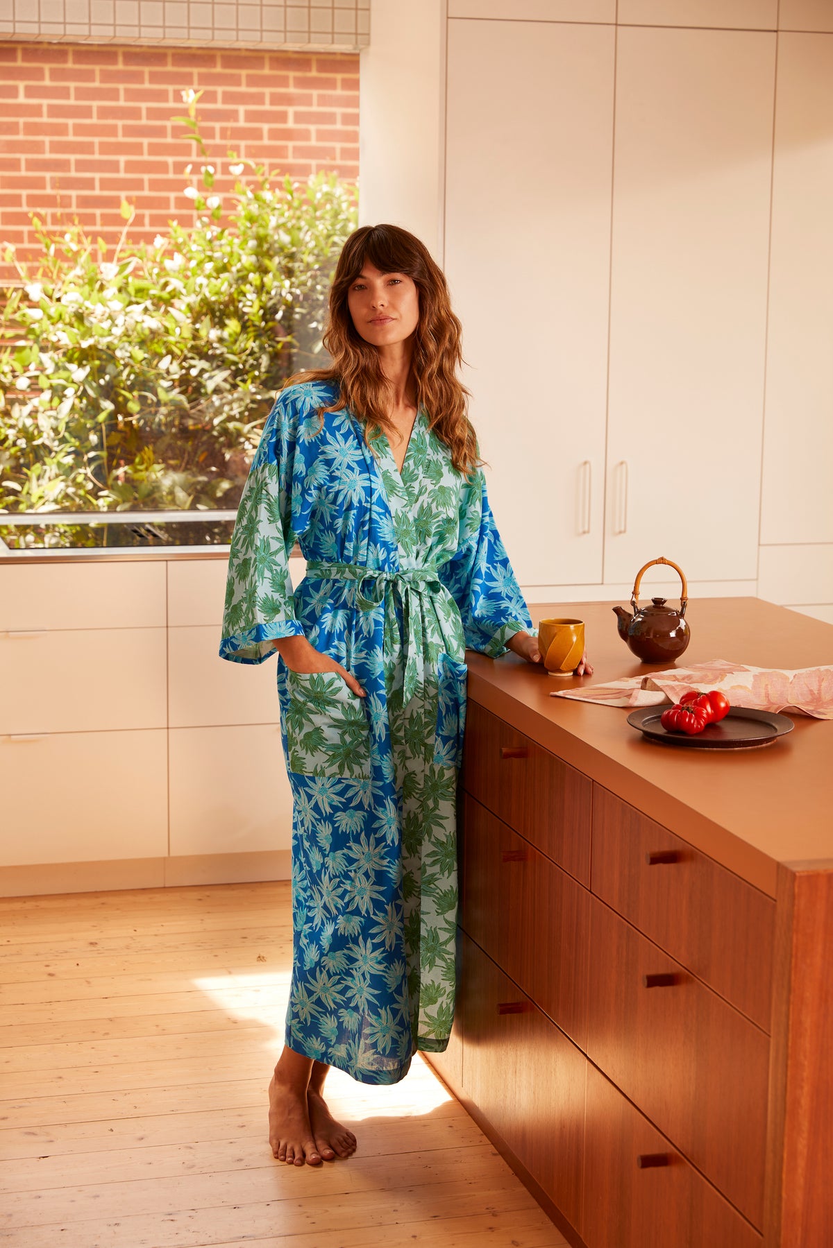 Flannel Flower Blue Green Robe