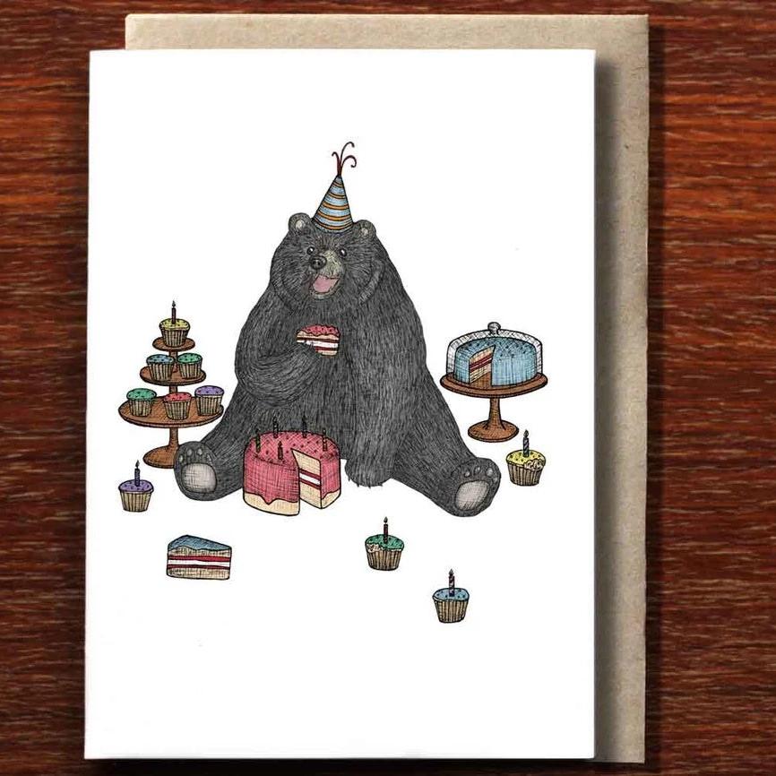 Greeting Card / Bear Who Loves Cake