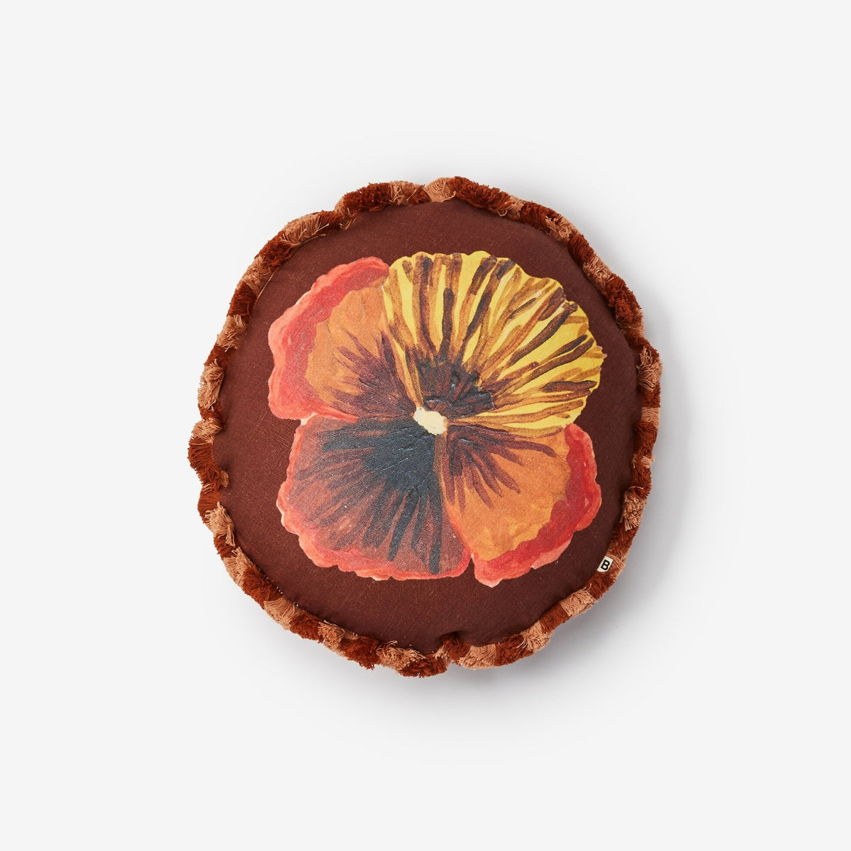 Wild Pansy Chocolate Round 45cm Cushion