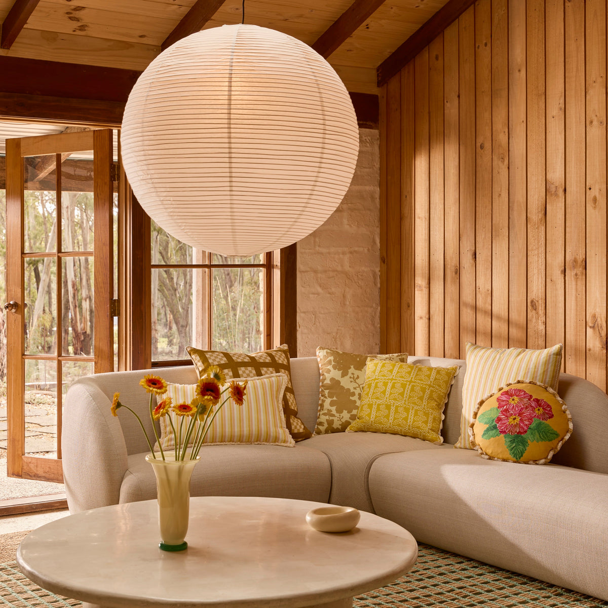 Delilah Yellow 45cm Round Cushion