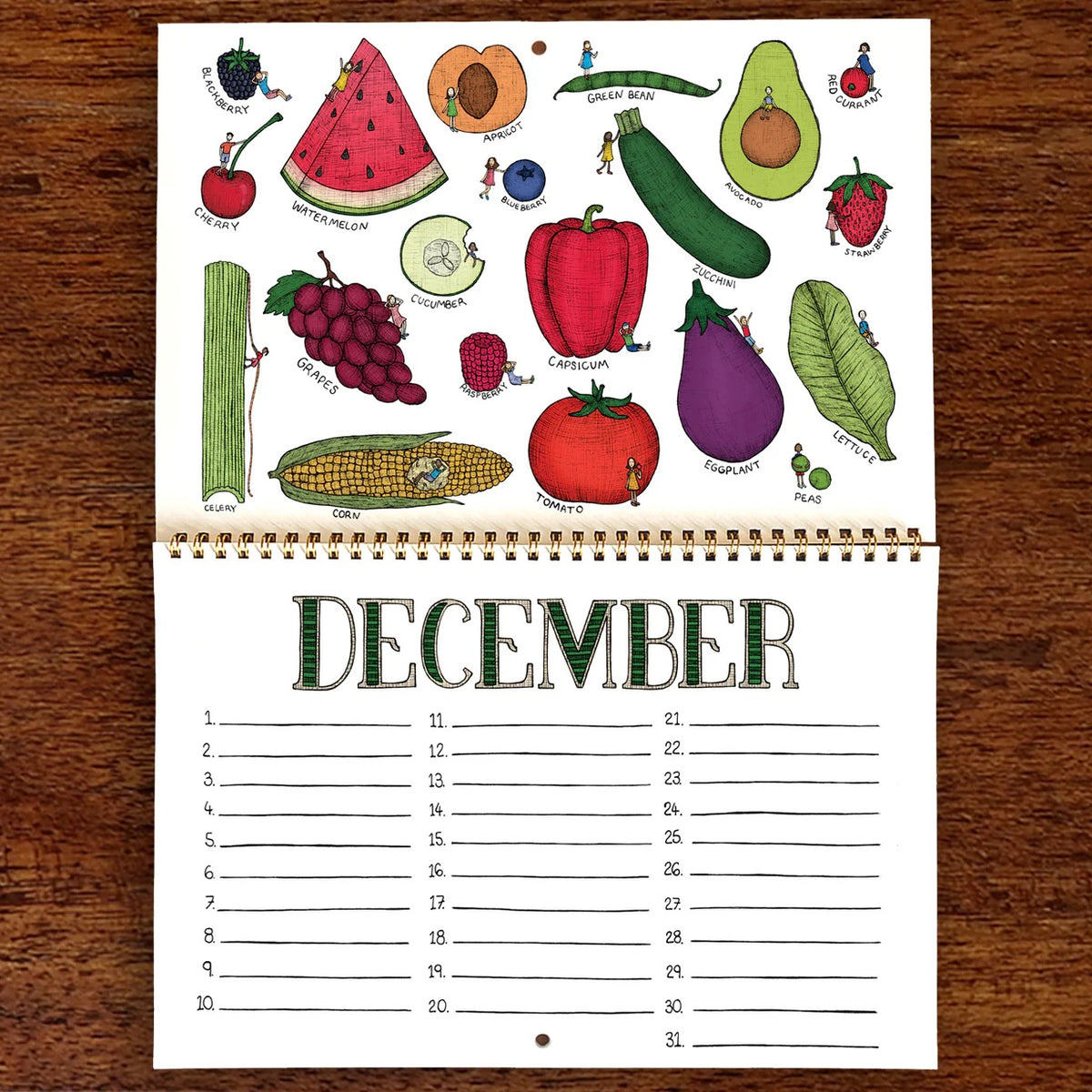 Seasonal Fruit &amp; Veg Kitchen Calendar