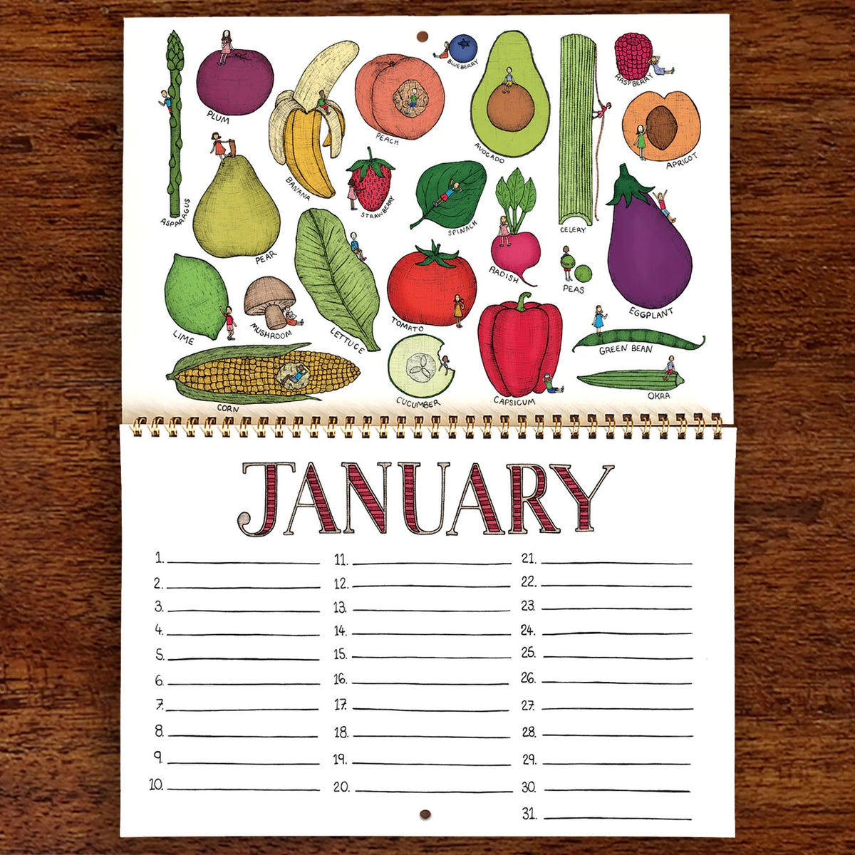 Seasonal Fruit &amp; Veg Kitchen Calendar