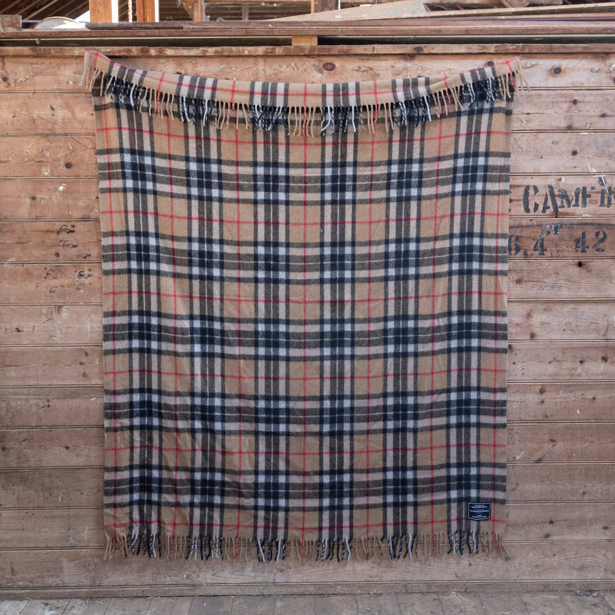 Heritage Wool Tartan Blanket / Camel