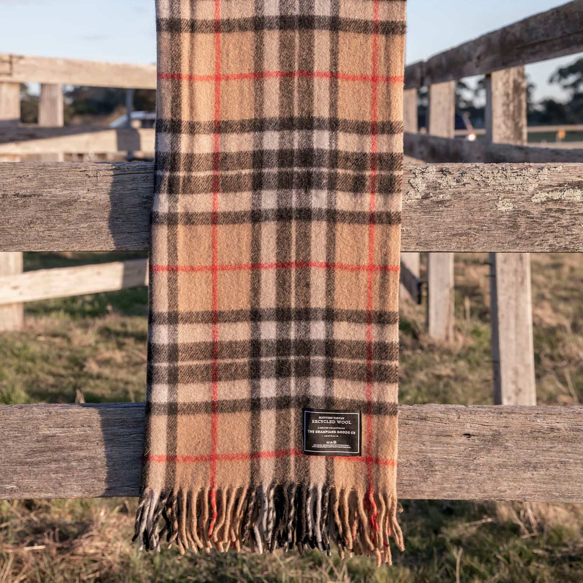 Heritage Wool Tartan Blanket / Camel