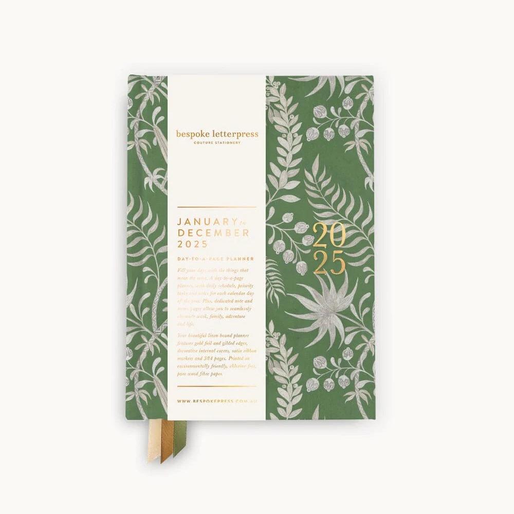 2025 Day to a Page Linen Bound Planner / Jardin Tropical