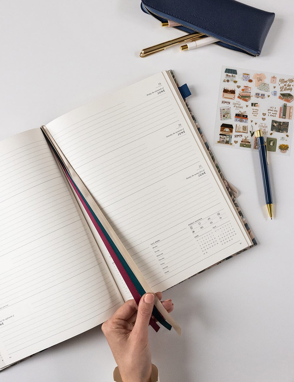 2026 Desktop A4 Linen Bound Planner / Botanical Grove