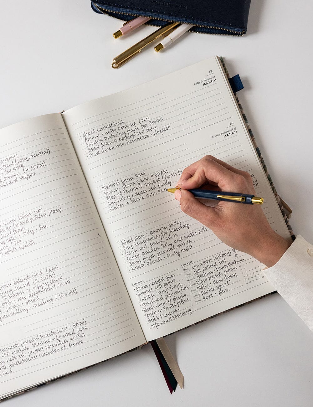 2026 Desktop A4 Linen Bound Planner / Botanical Grove