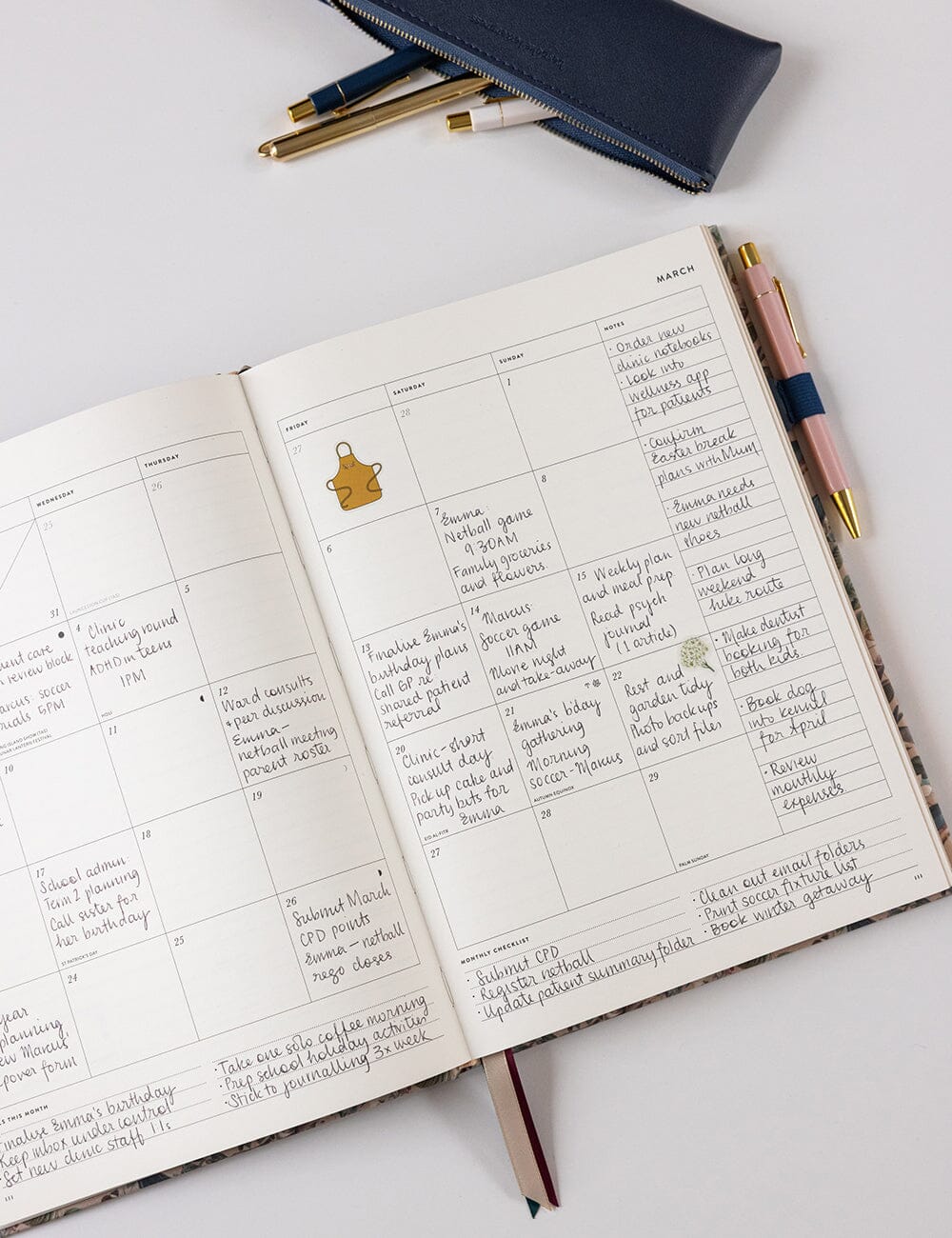 2026 Desktop A4 Linen Bound Planner / Botanical Grove