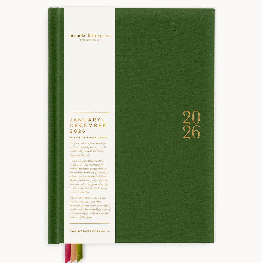 2026 Desktop Linen Bound Planner / Hunter