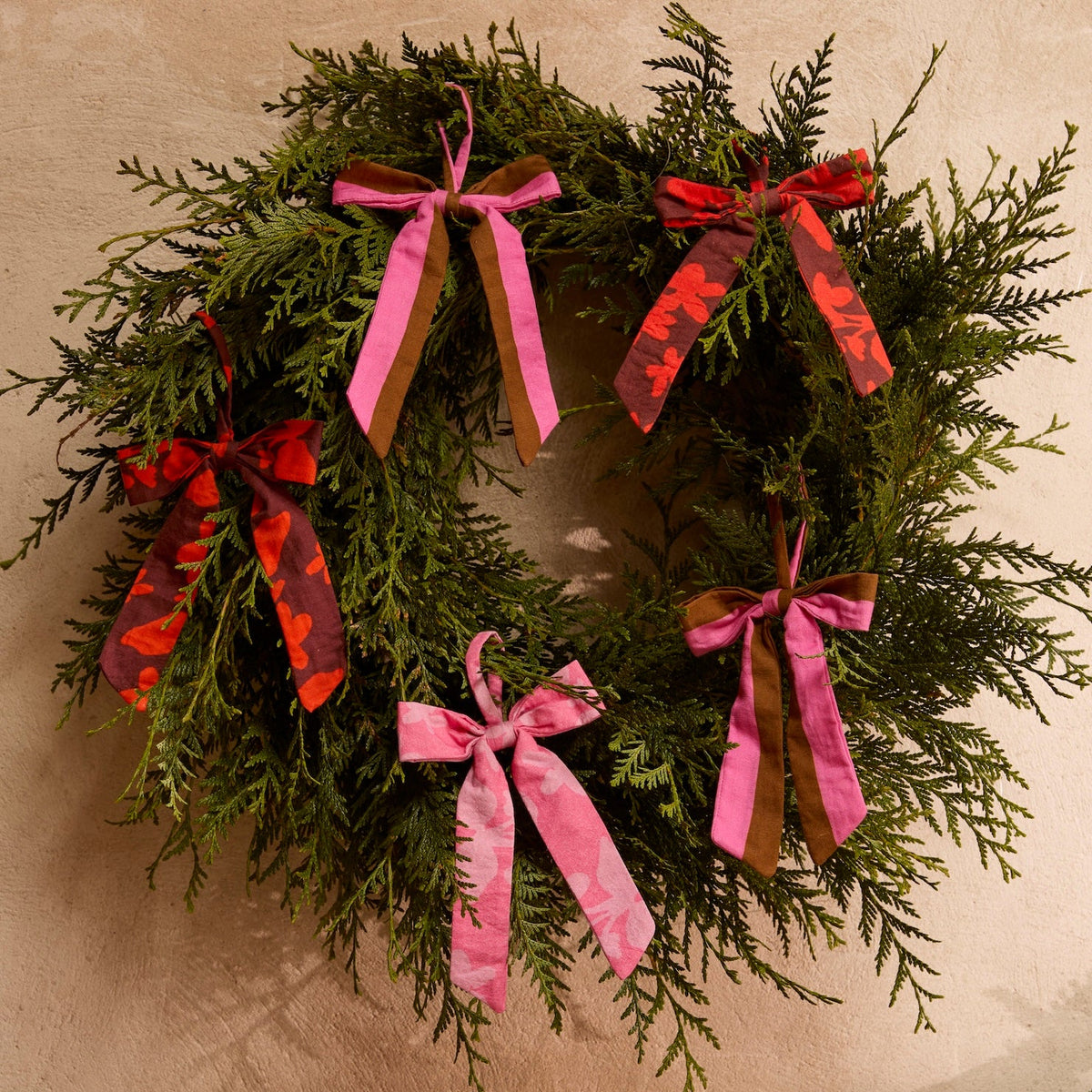 Mixed Pink Bow Christmas Decoration Set