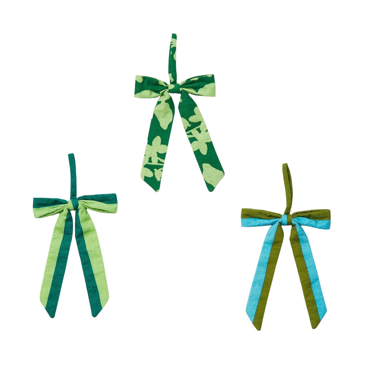Mixed Green Bow Christmas Decoration Set