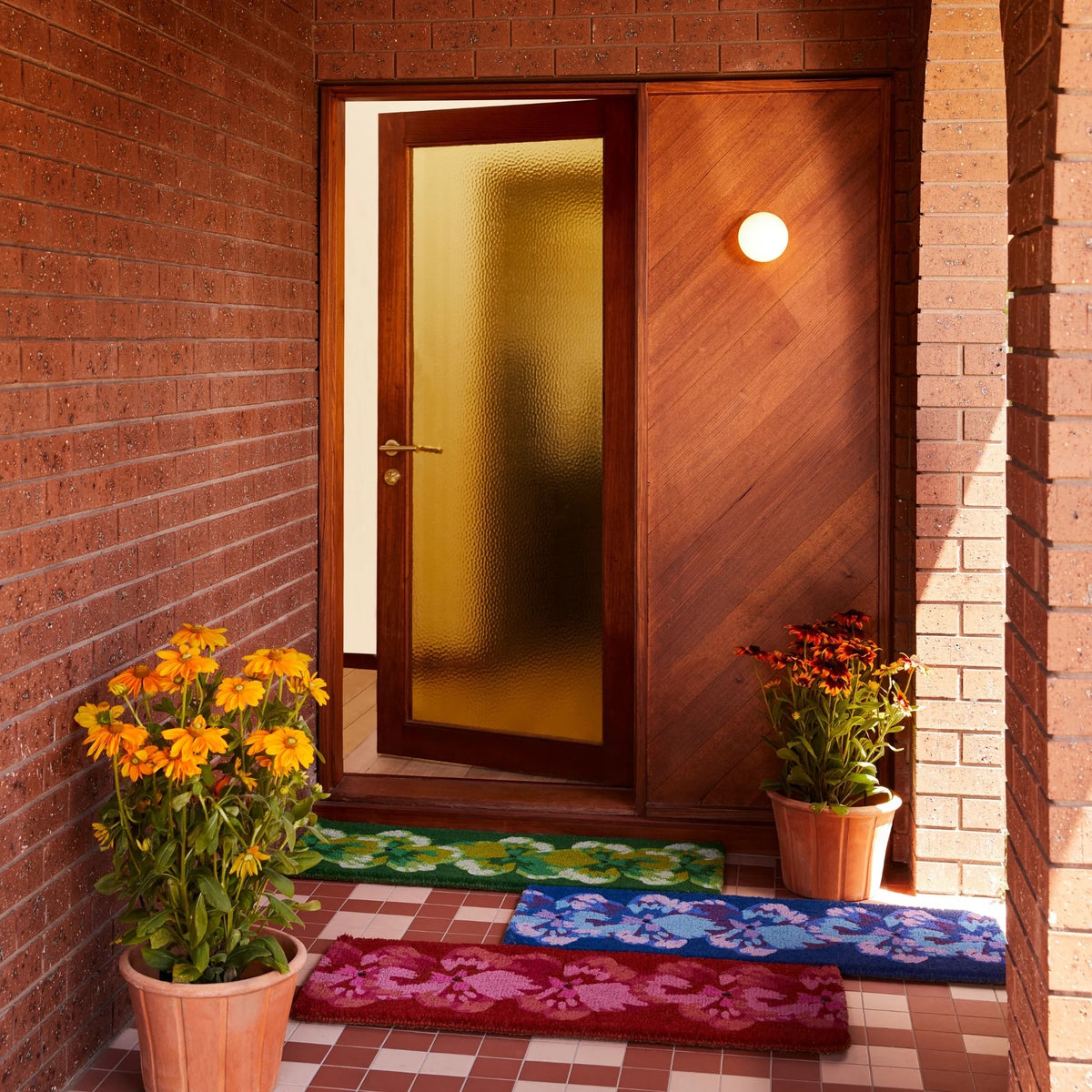 Pansy Long Door Mat / Green