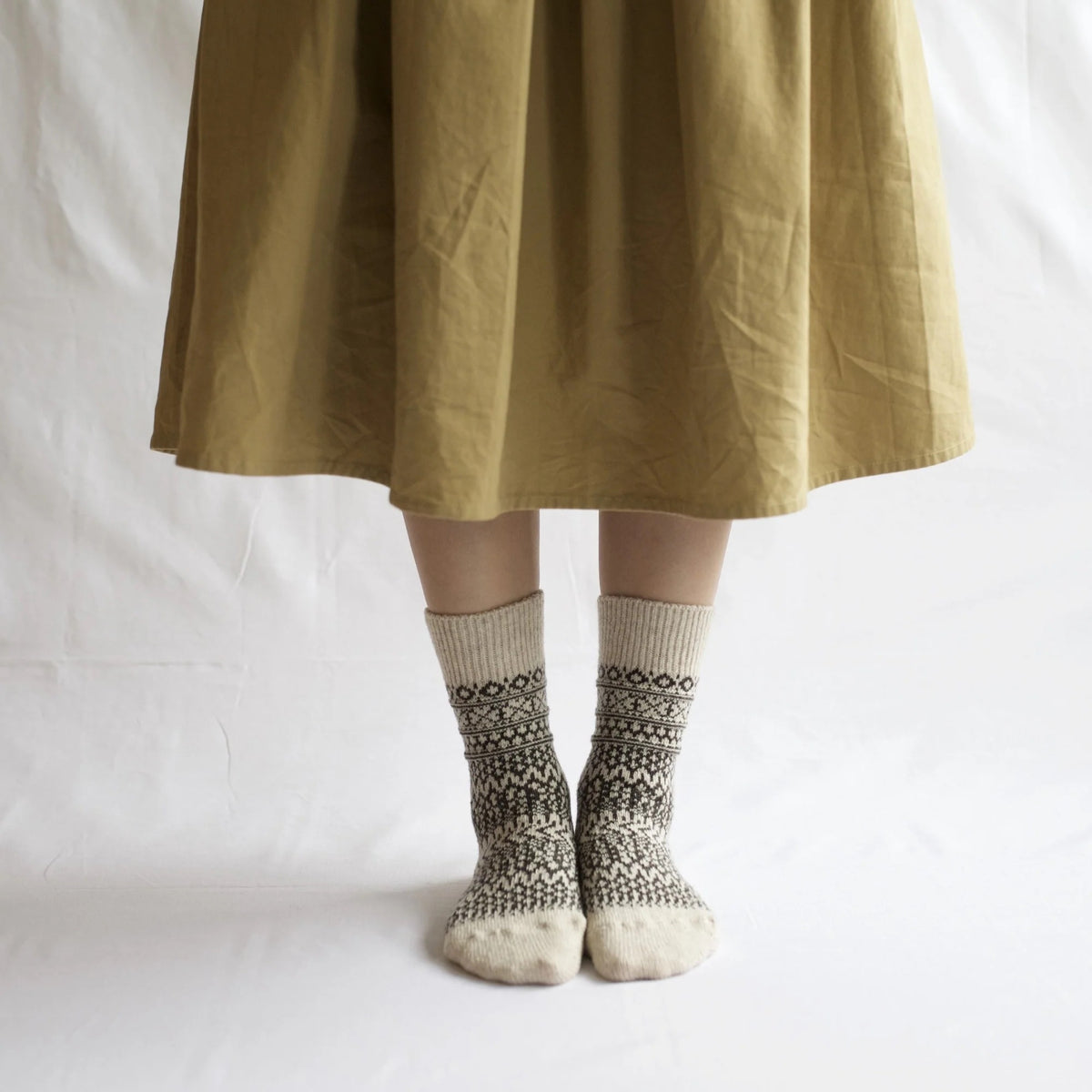Oslo Wool Jacquard Socks / Oatmeal