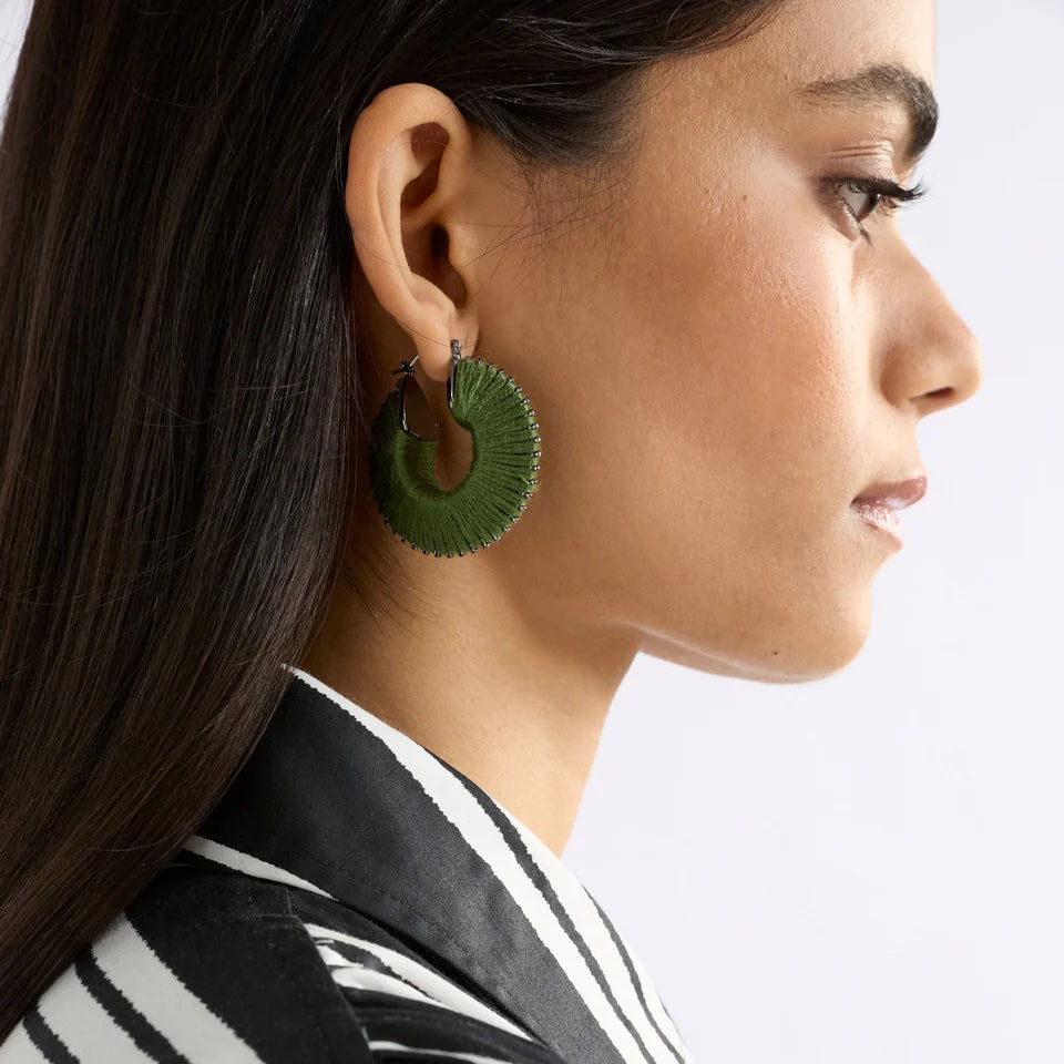 Ledde Hoop Earring / Green Moss