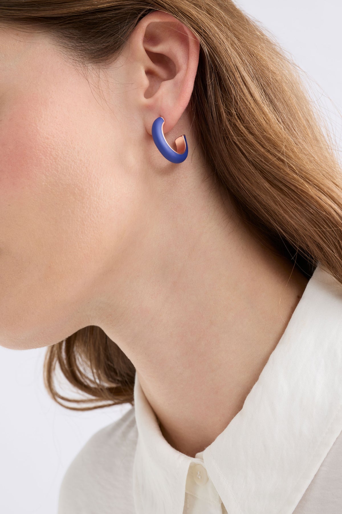 Emal Mini Hoop Earring / Cobalt