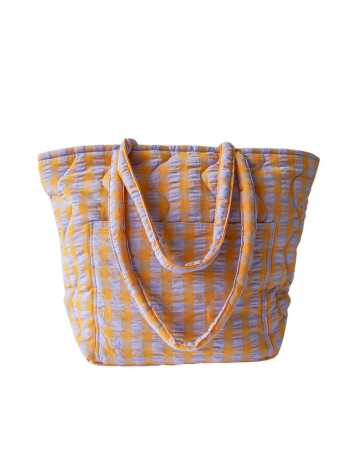 Kumquat Bloom Seersucker Quilted Bag