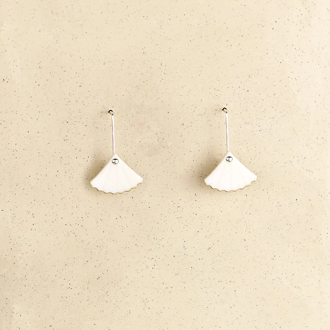 Mini Ginko Drop Earrings / White