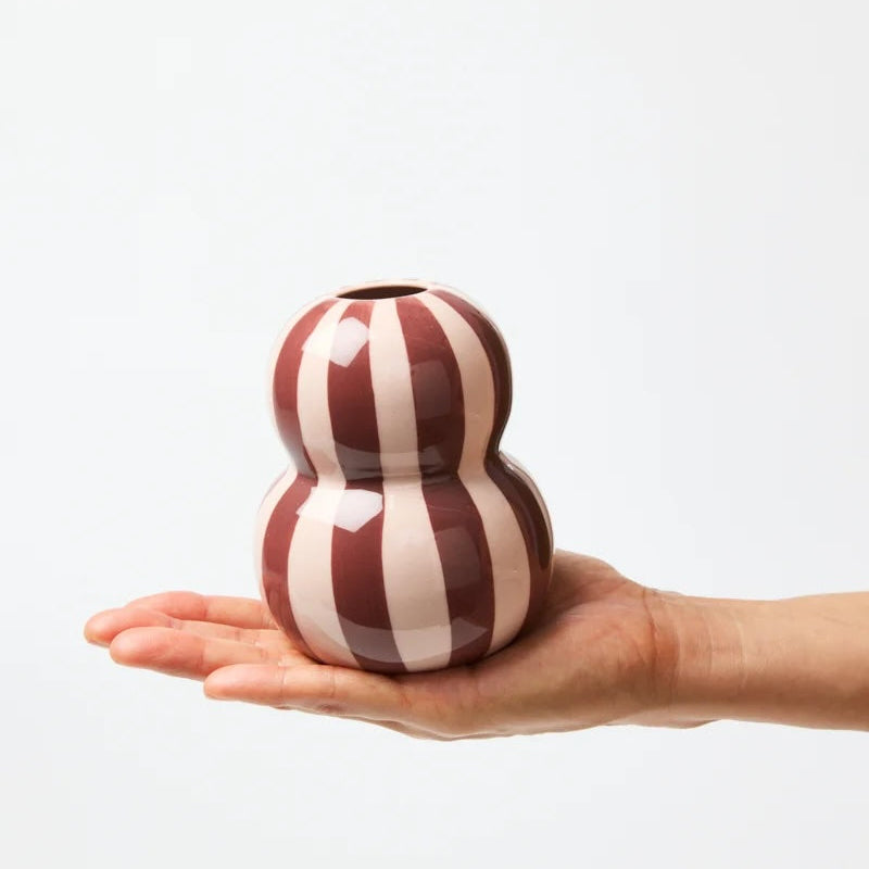 Fonda Burgundy Pink Stripe Vase