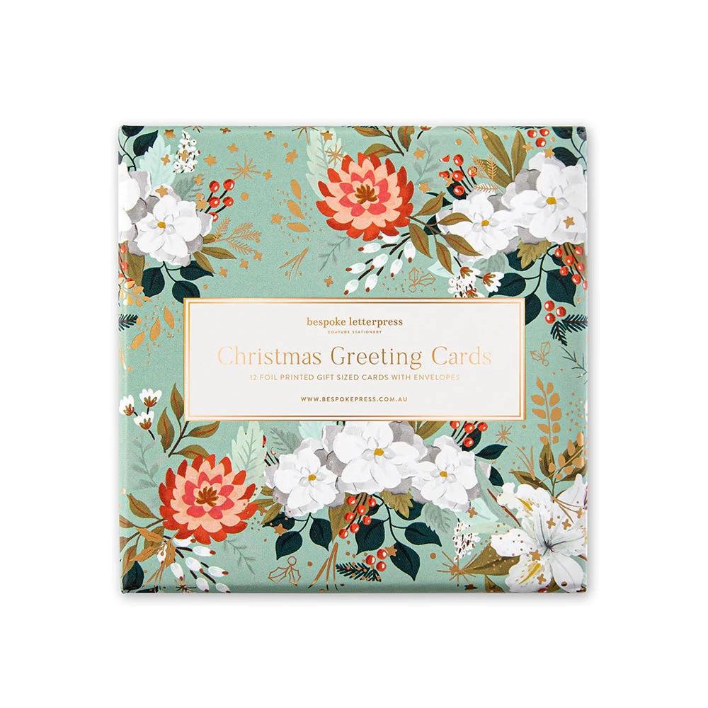 Floral Fields Small Christmas Card Boxset / 12 Pack