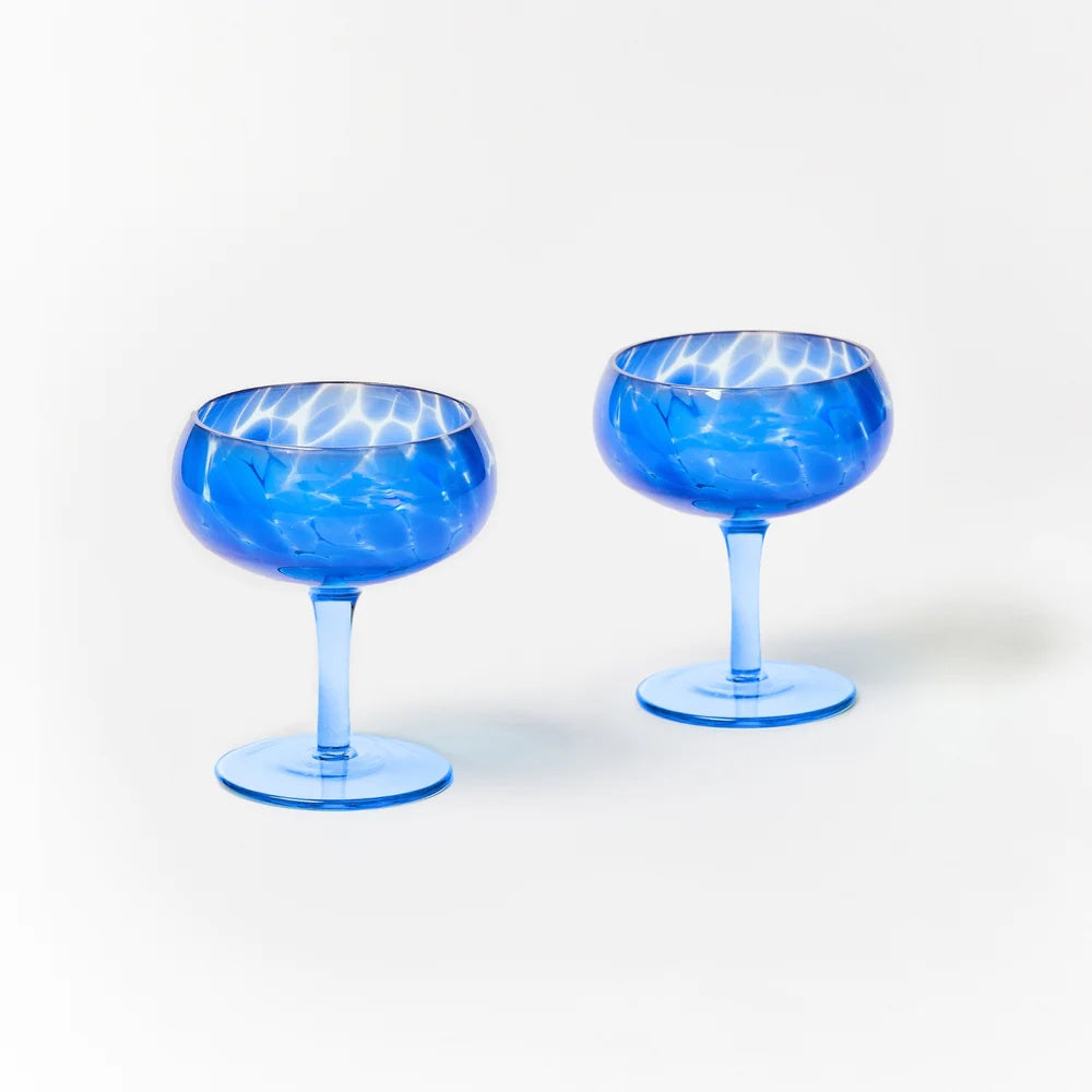 Glass Coupe Set of 2 / Blue