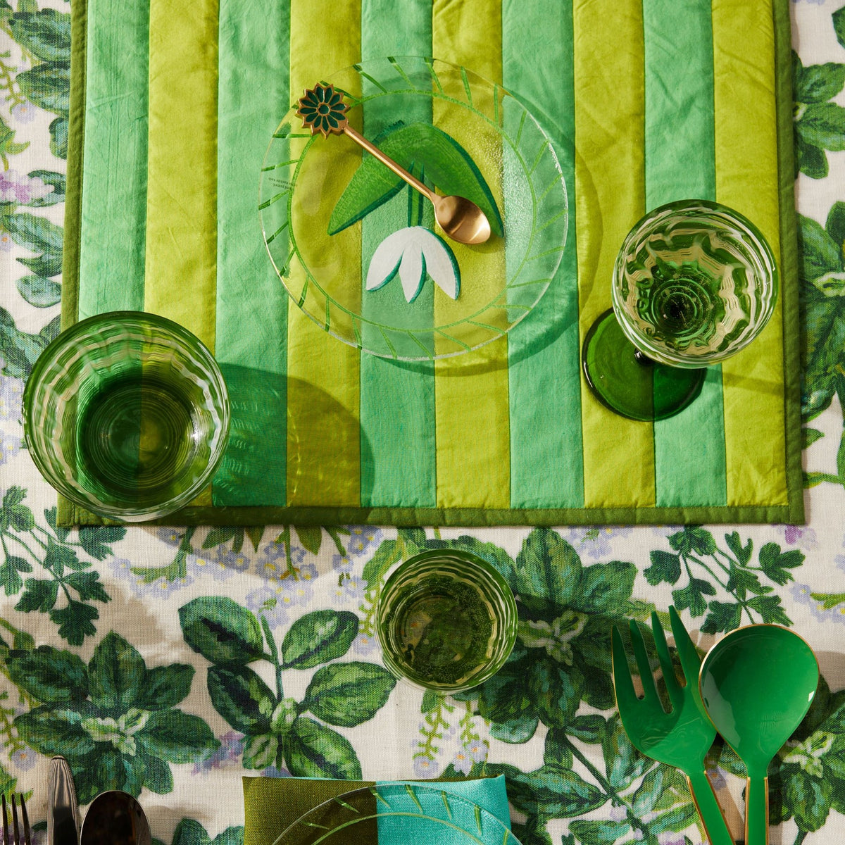 Watercolour Green Coupes / Set of 2