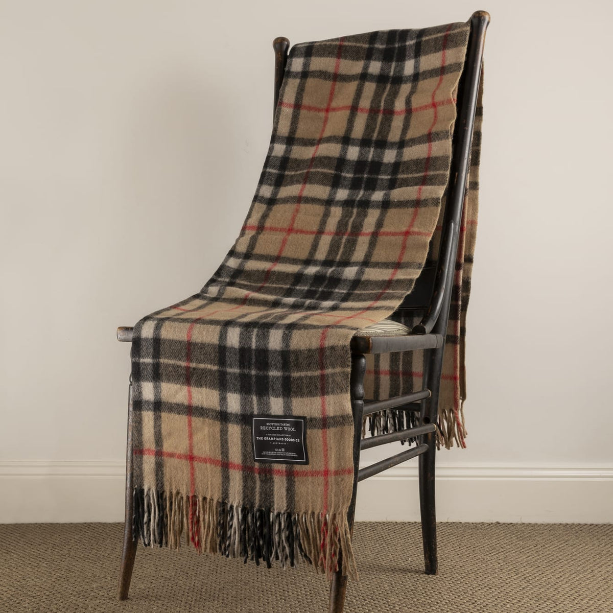 Heritage Wool Tartan Blanket / Camel