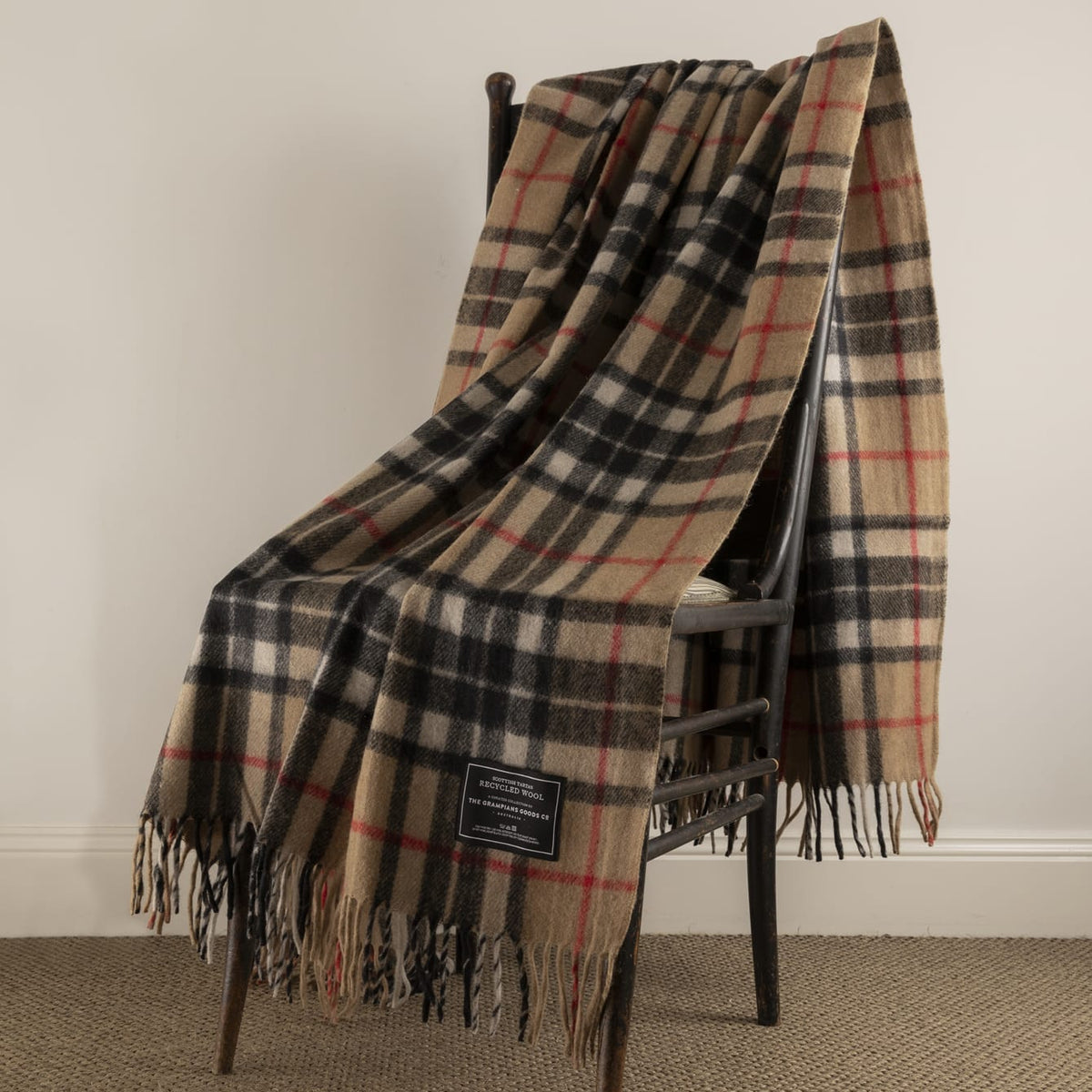 Heritage Wool Tartan Blanket / Camel