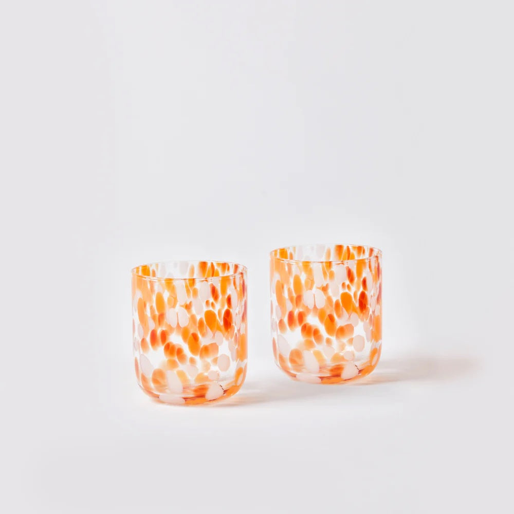 Glass Tumbler Set of 2 / Orange