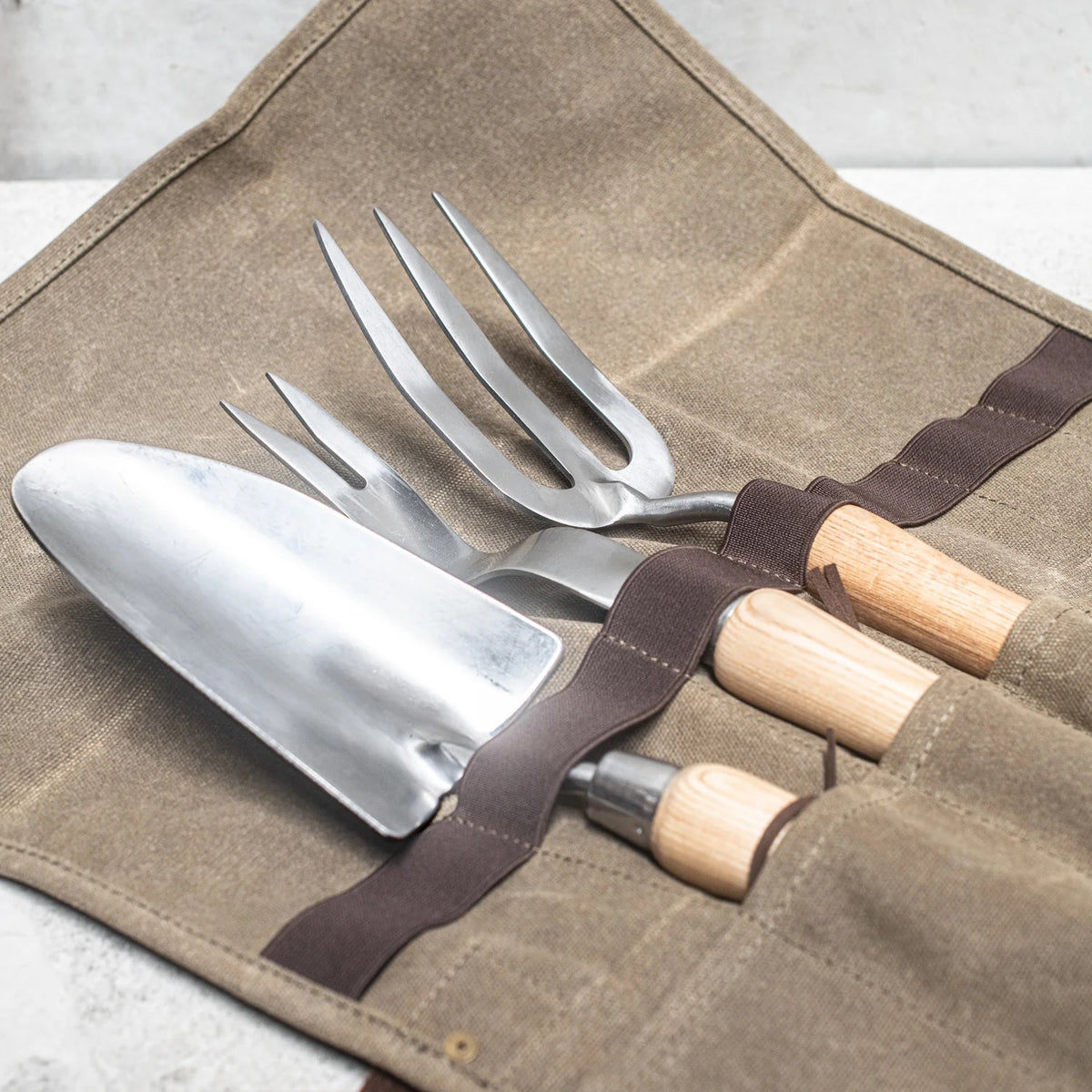 Waxed Canvas Tool Roll with Tools