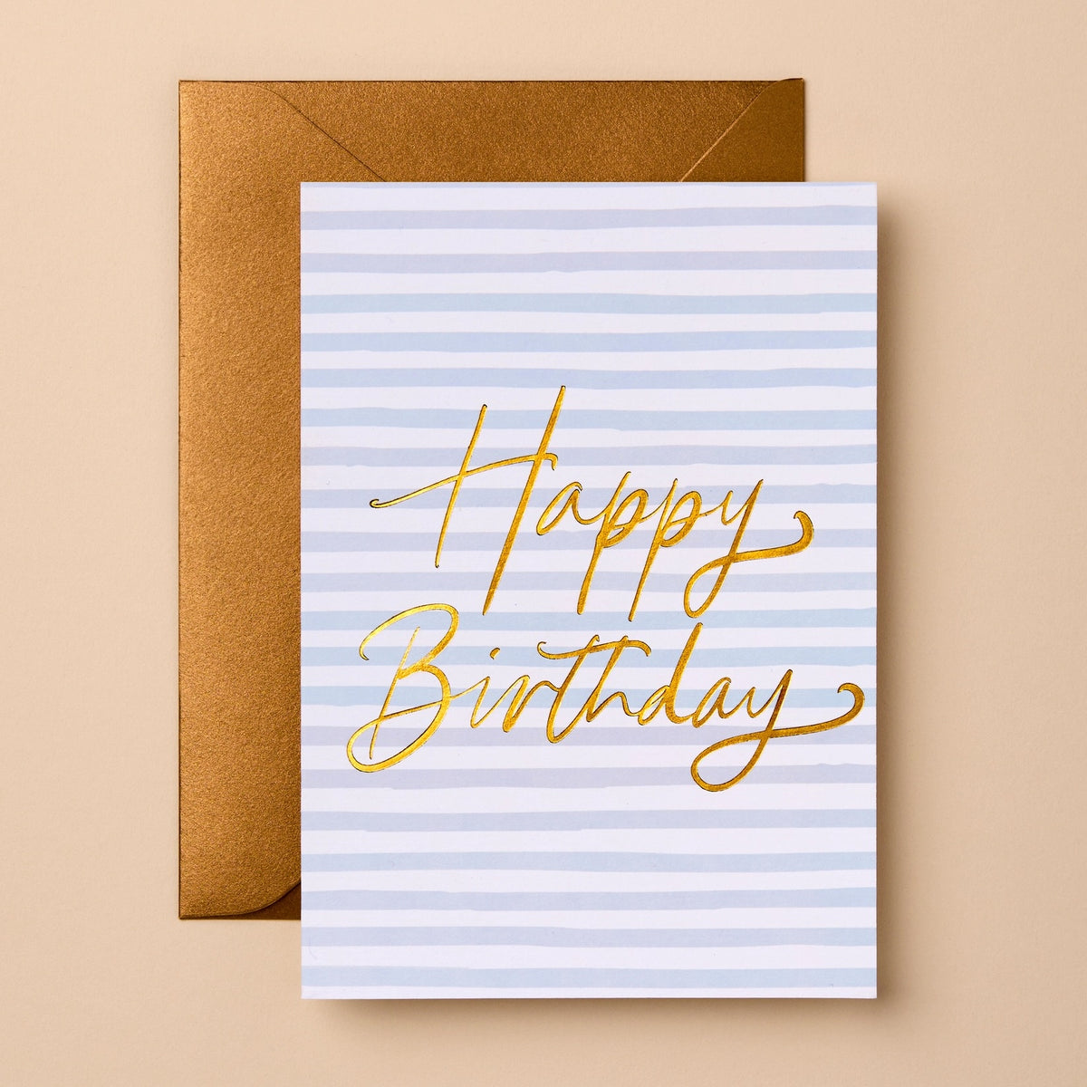 Birthday Stripes Blue Greeting Card
