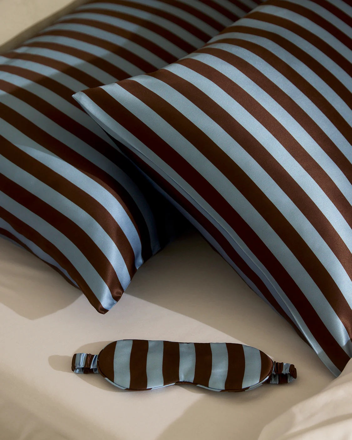 Silk Eye Mask / Iced Chocolate Stripes