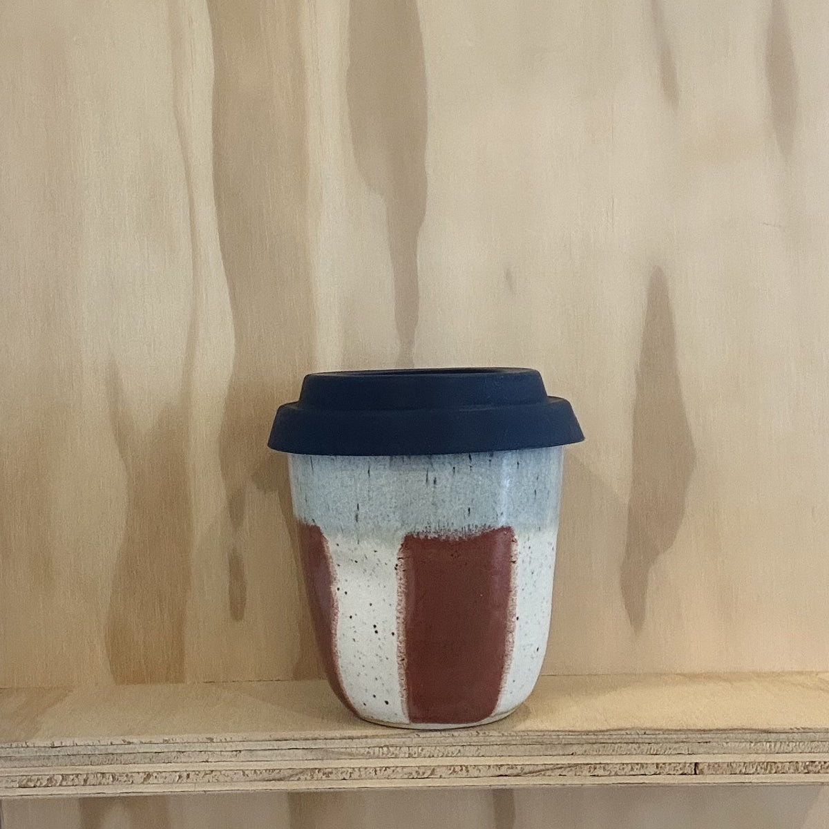 Travel Cup / Stripe Plum Light Blue