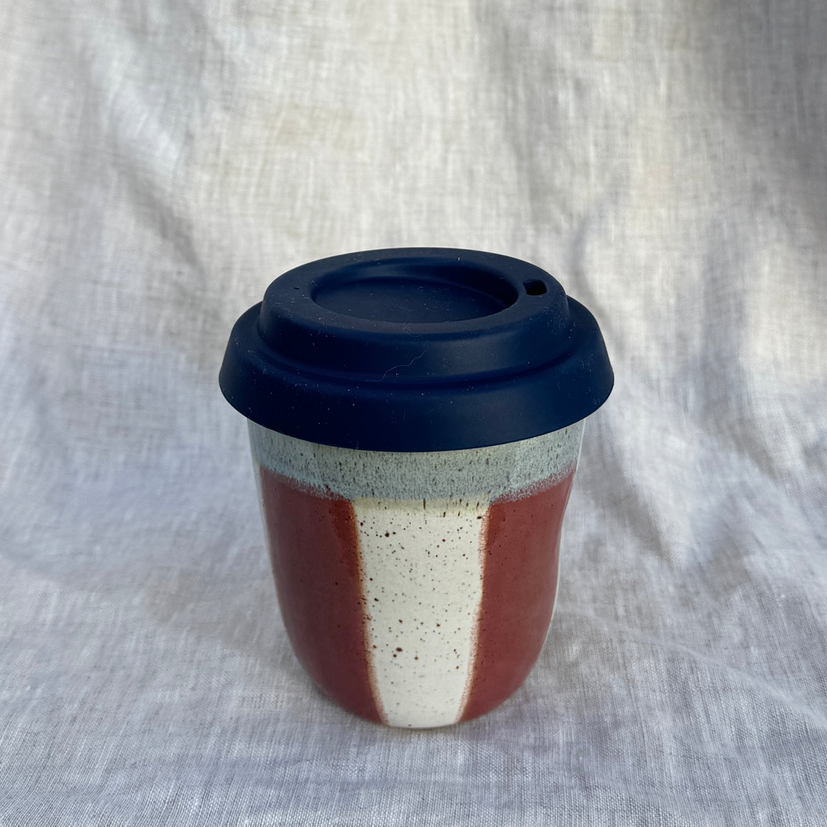 Travel Cup / Stripe Plum Light Blue