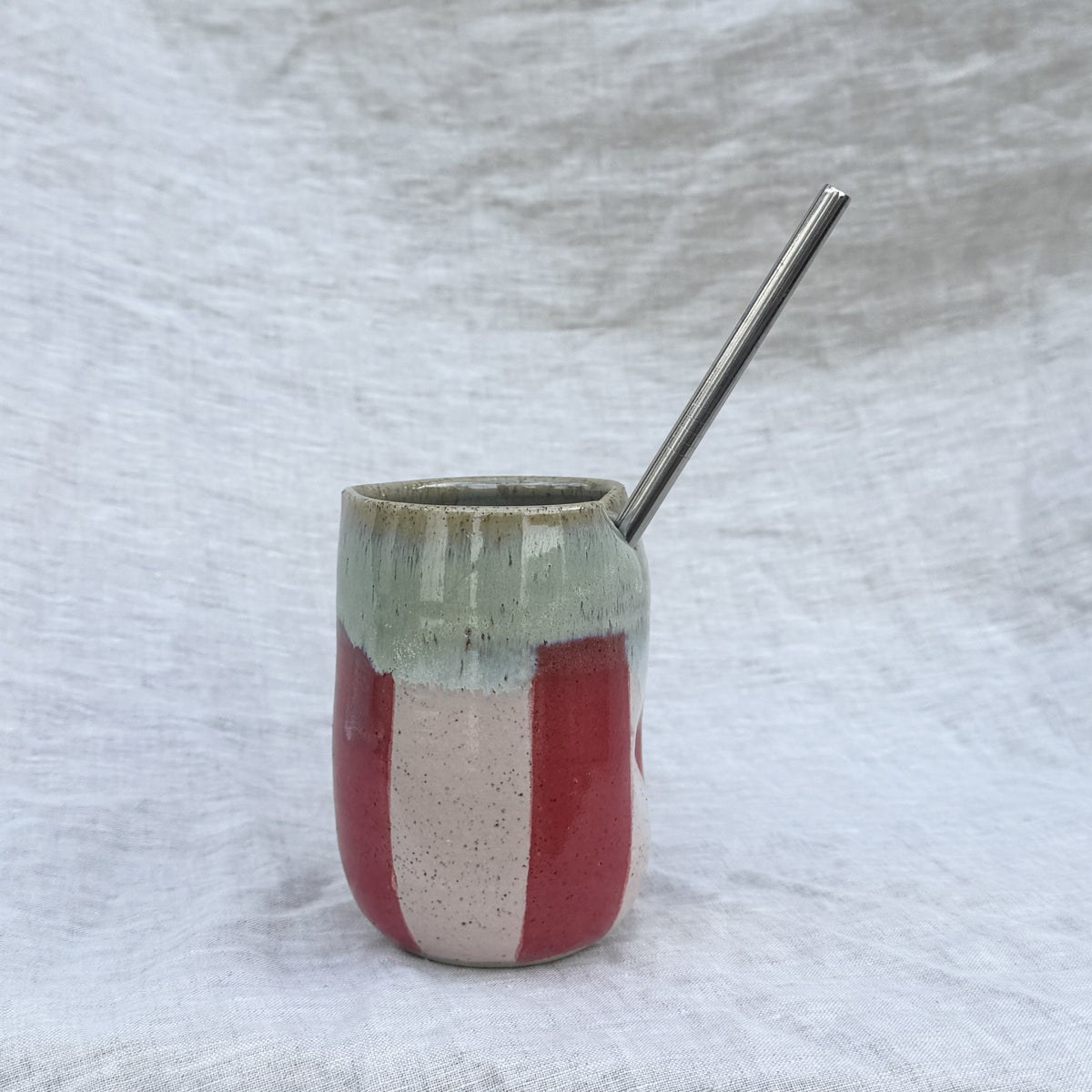 Stripe Smoothie Cup / Red Pink Green
