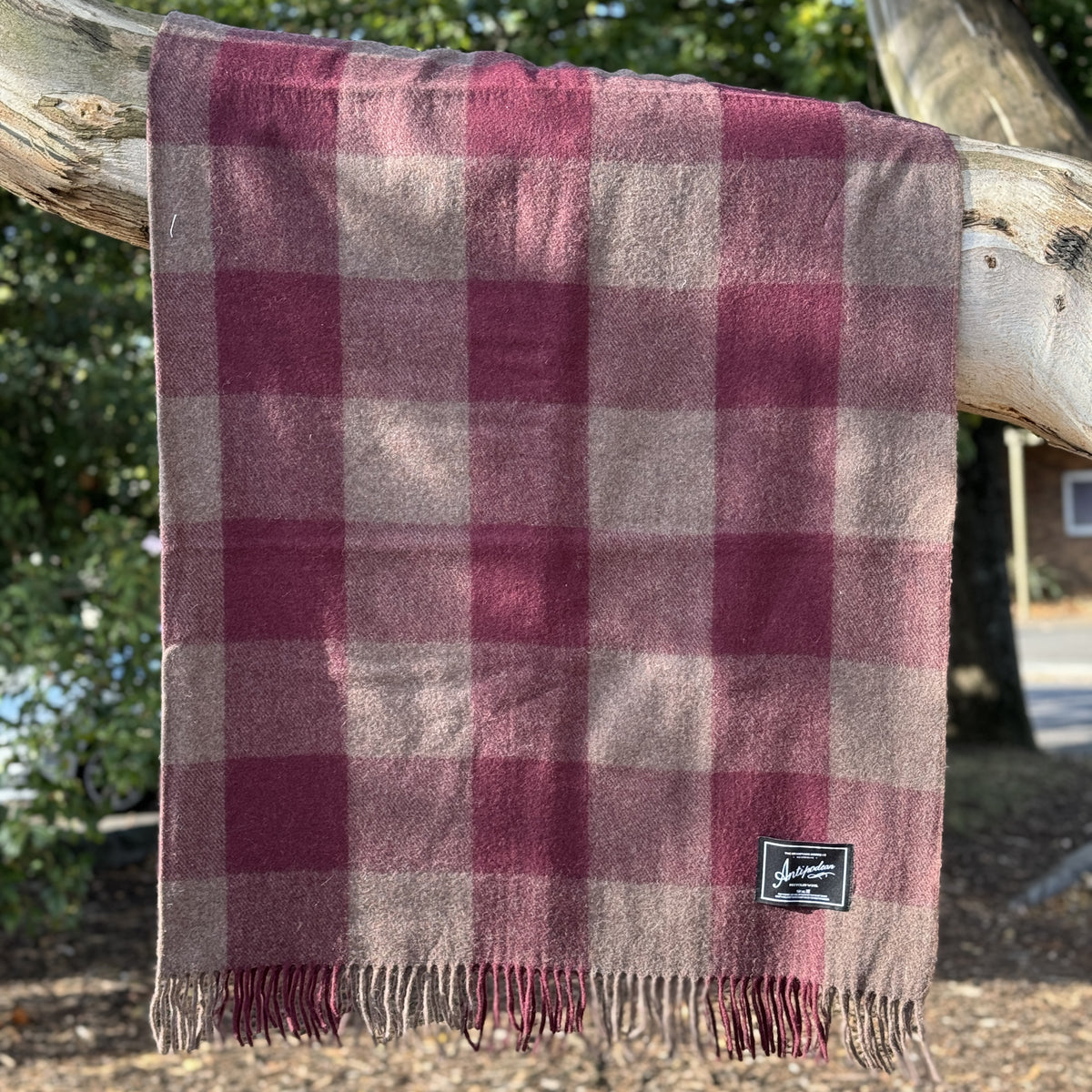 Antipodean Wool Check Blanket / Shiraz