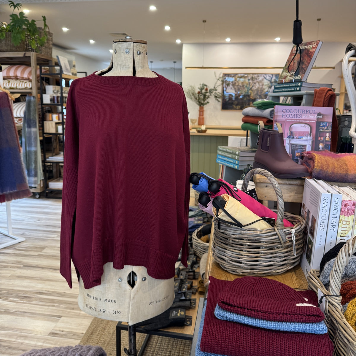 Pure Merino Boxy Split / Merlot