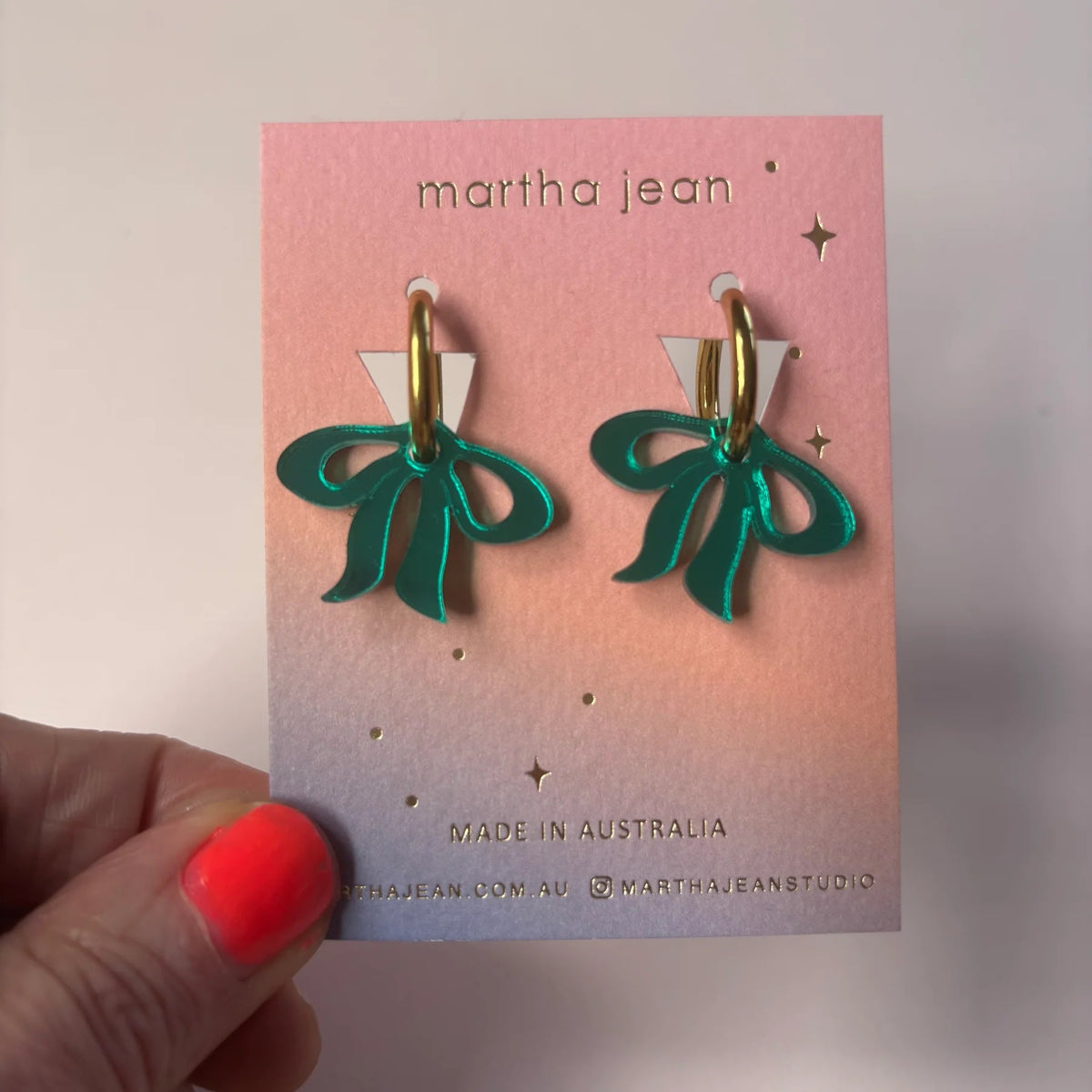 Floppy Bow Earrings / Green