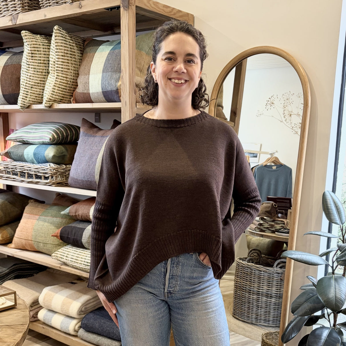 Pure Merino Boxy Crop Knit / Espresso